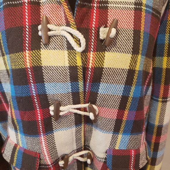 Flying Tomato Multicolor Plaid Pea Coat - Picture 2 of 6